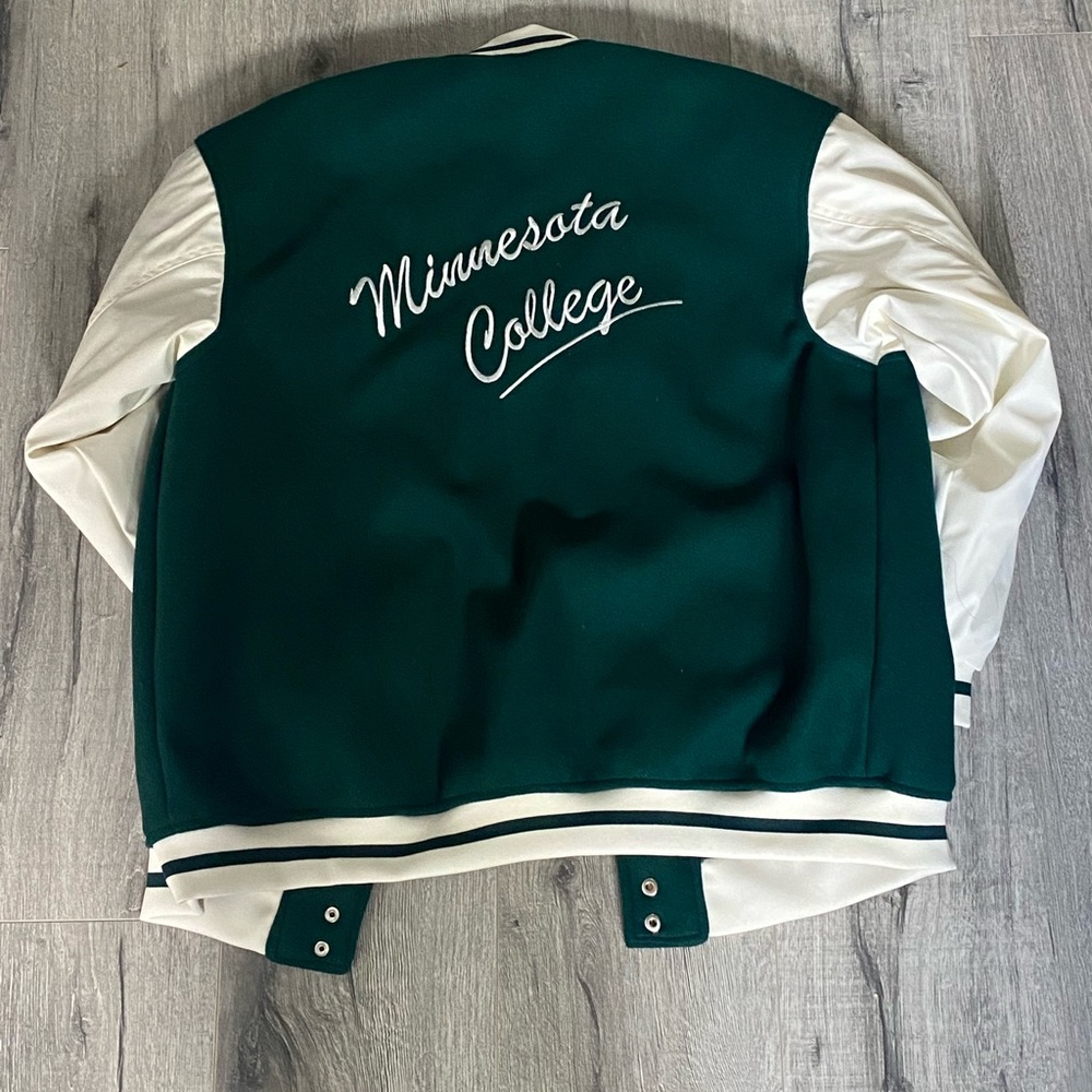 H&M forest green letterman jacket